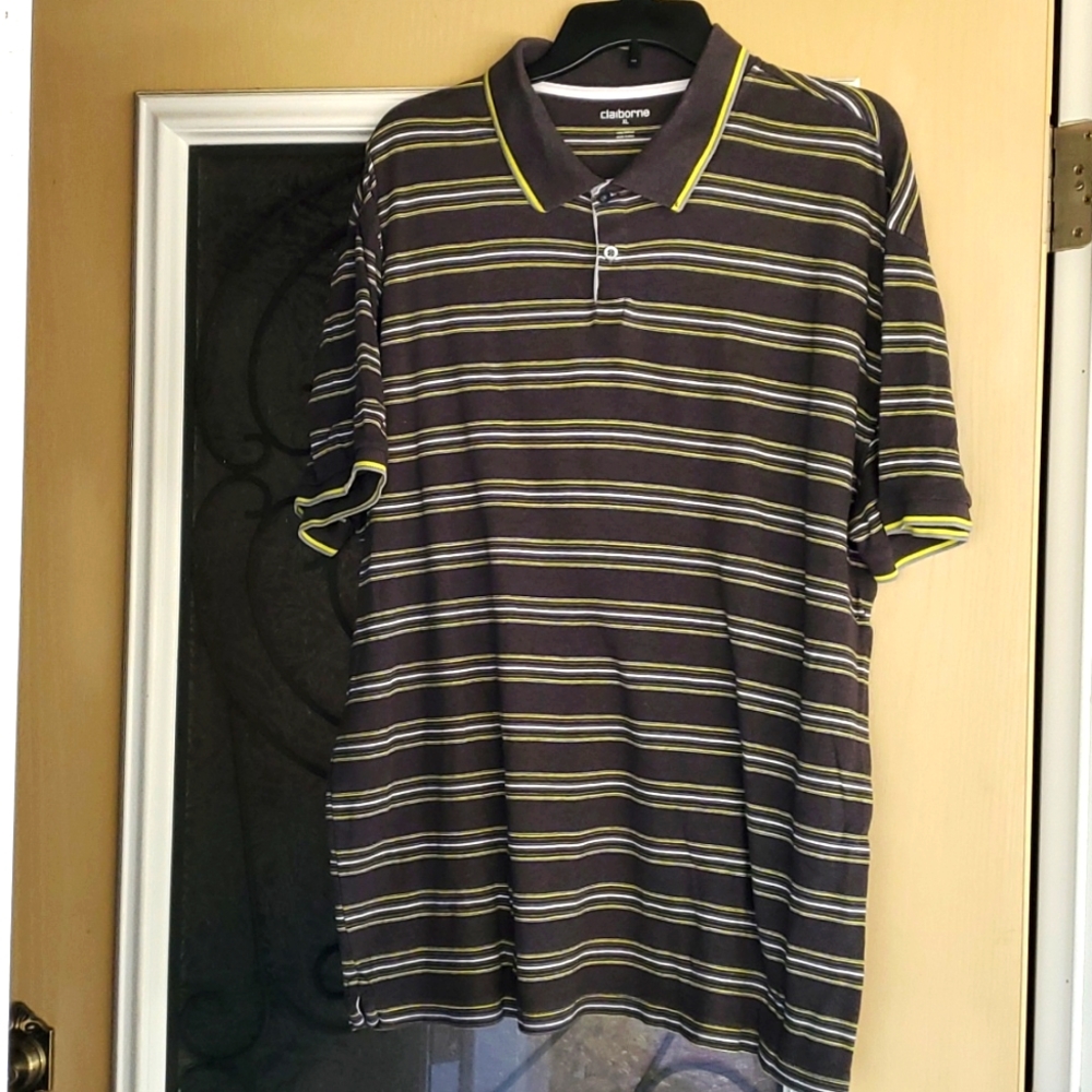 Claiborne Dark gray and green polo Size XL